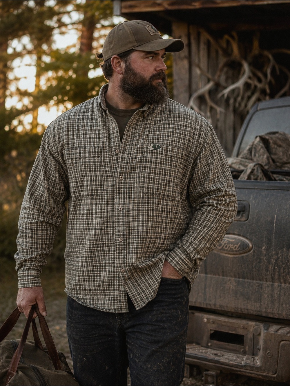 Mossy Oak Men’s Xl 100% Cotton Plaid Flannel Hunting Outdoors Shirts